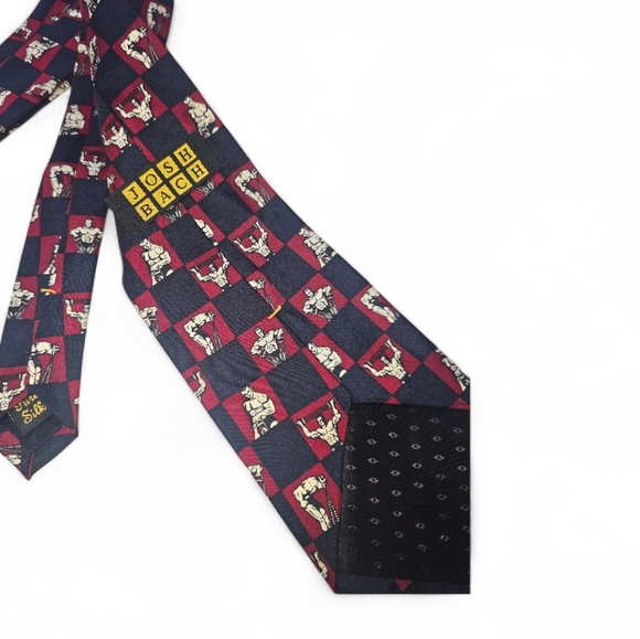 Vintage Josh Bach Body Builder Printed Checkered Neck Tie - Picture 7 of 8